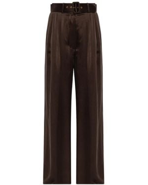 Zimmermann Belted Pleated Wide-Leg Pants - Brown
