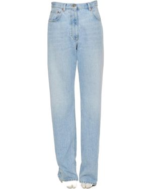 Valentino Logo Patch Straight Leg Jeans - Blue