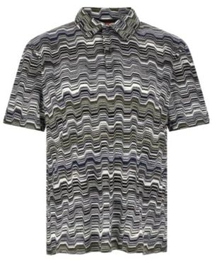 Missoni Zig-Zag Jacquard Polo Shirt - Grey