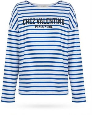 Valentino Striped Crewneck Top - Blue