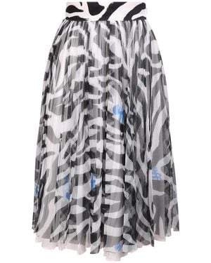 Off-White c/o Virgil Abloh Leopard Printed Pleated Tulle Skirt - White