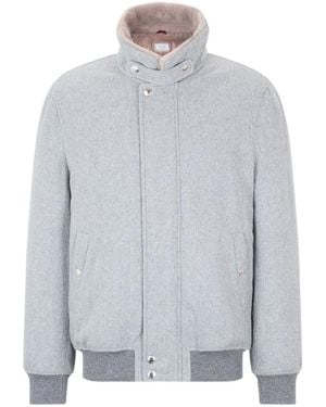 Brunello Cucinelli High-Neck Long-Sleeved Casual Jacket - Grey