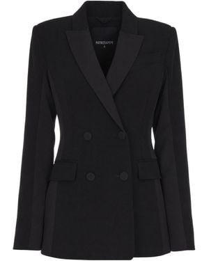 Patrizia Pepe Double-Breasted Crepe Blazer - Black