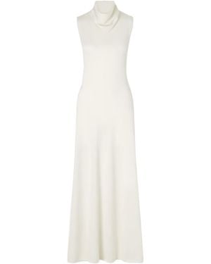 Tom Ford Draped Wool-Blend Piqué Maxi Dress - White