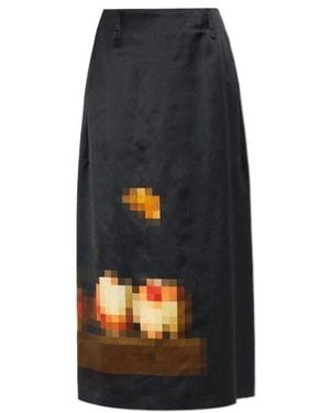 Dries Van Noten Long Printed Skirt - Black