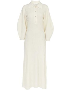 Chloé Chloé Polo Puff-Sleeved Midi Dress - White