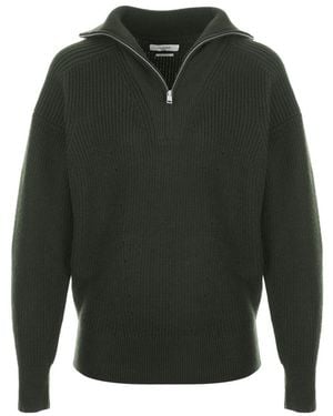 Isabel Marant Logo-Patch Zip-Up Jumper - Green