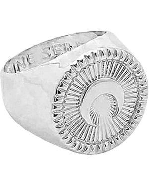 Marine Serre Plated Button Signet Ring - White