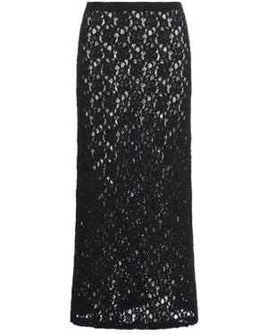 Chloé Chloé Floral Lace Detailed Midi Skirt - Black