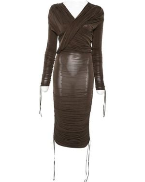 Balmain Draped Ruched Dress - Brown
