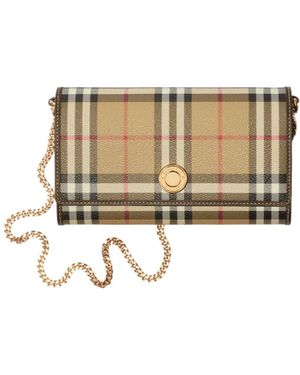 Burberry Check Chain Strap Wallet - White