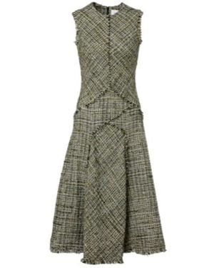 Erdem Draped Tweed Midi Dress - Green