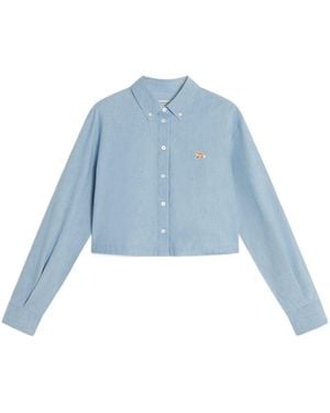 Maison Kitsuné Maison Kitsuné Baby Fox Cropped Shirt - Blue