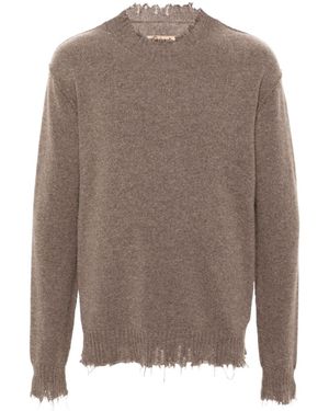 Uma Wang Distressed Ribbed Knit Sweater - Brown