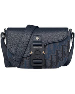 Dior Mini Saddle Messenger Bag With Flap - Blue