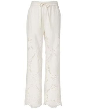 Veronica Beard Hollow-Out Casual Trousers - White