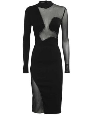 John Richmond Sheer Panel Embellished Dress - Black
