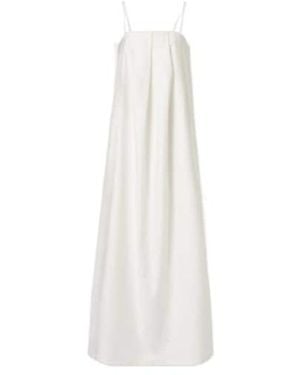 Adriana Degreas Solid Voluminous Draped Cotton Maxi Dress - White