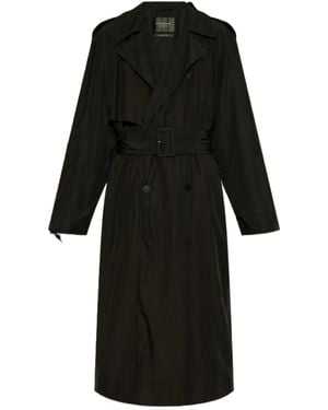 Balenciaga Belted Button-Up Trench Coat - Black