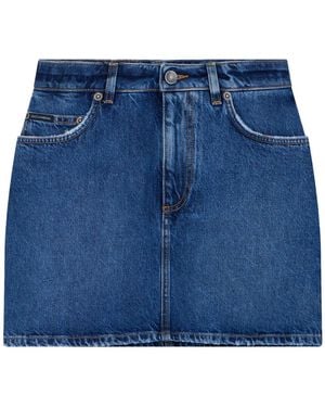 Dolce & Gabbana Logo Plaque Denim Mini Skirt - Blue