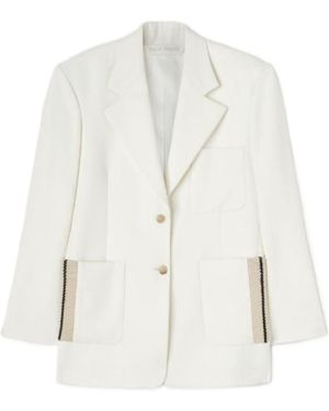 Palm Angels Single Breasted Tailored Blazer - White