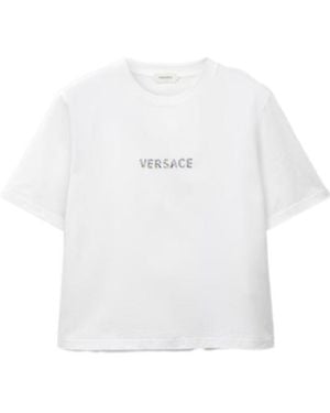 Versace Embroidered Cotton-Jersey T-Shirt - White