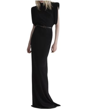 Mugler Draped Sleeveless Gown - Black