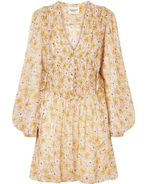 Isabel Marant Florel Floral-Print Crêpe De Chine Mini Dress - Natural