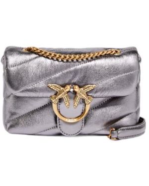 Pinko Quilted Chain Crossbody Bag - Grey