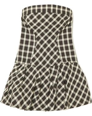 Rosie Assoulin Gathered Checked Canvas Peplum Top - Multicolour
