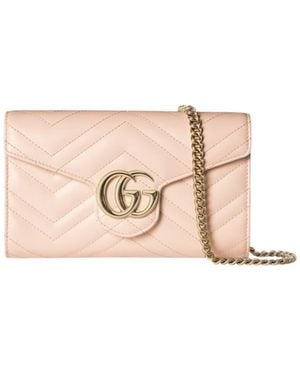 Gucci Logo Plaque Quilted Clutch Bag - Pink