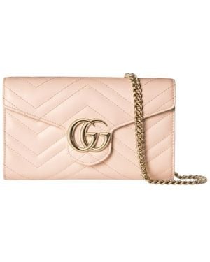 Gucci Logo Plaque Quilted Clutch Bag - Pink