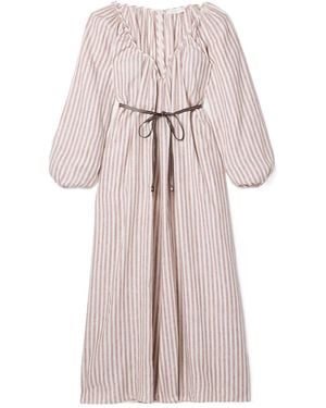 Zimmermann Cascadian Oversized Belted Striped Linen Maxi Dress - Multicolor