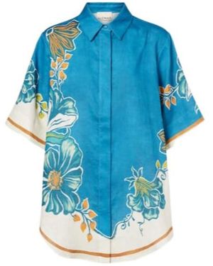 ALÉMAIS Luda Floral Linen Shirt - Blue