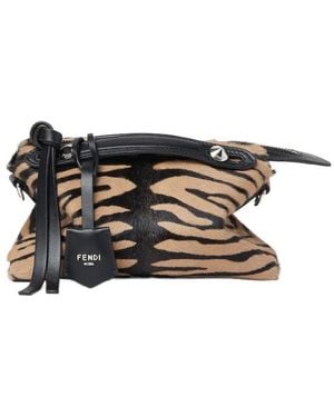 Fendi By The Way Soft Tiger-Print Pony-Effect Leather Bag - Black