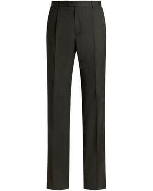 Etro Cool Wool Trousers With Crease Detail - Black