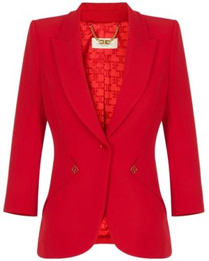 Elisabetta Franchi Jacket Made Of Lightweight Crêpe Fabric And Satin - Red