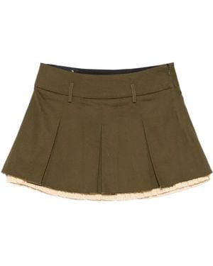 R13 Pleated Mini Skirt - Green