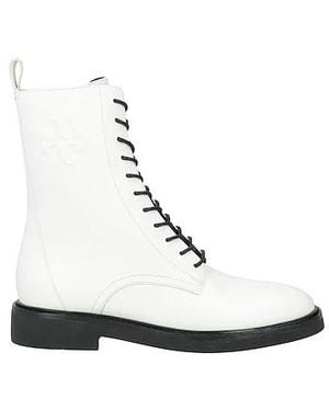 Tory Burch Leather Lace-Up Ankle Boots - White