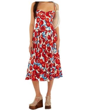 FARM Rio Smocked Floral Dress - Red