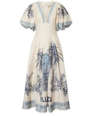 ALÉMAIS Villa Romantica Linen-Blend Midi Dress - White