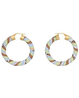 Celine Kaleidoscope Faceted Hoop Earrings - Metallic