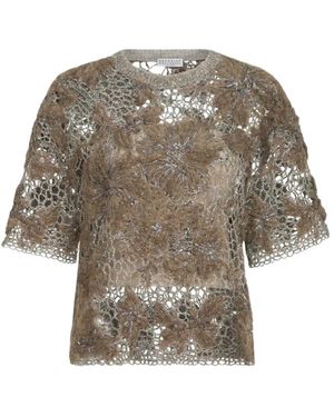 Brunello Cucinelli Crewneck Knitted T-Shirt - Multicolour