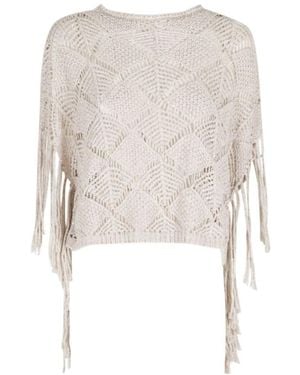 Antonelli Fringed Crewneck Sweater - White