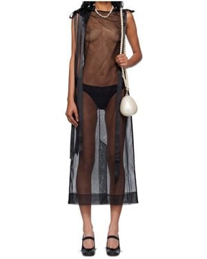 Simone Rocha Sheer Bow Ribbon Tail Dress - Black