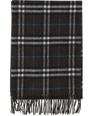 Burberry Checked Fringed Scarf - Black