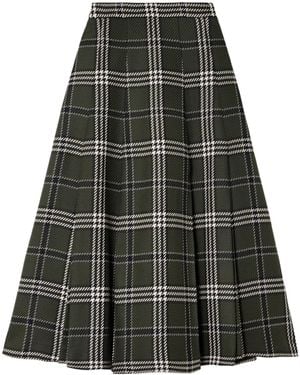 Emilia Wickstead Kensie Checked Wool-Blend Midi Skirt - Green