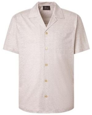 Brioni Striped Linen And Cotton Shirt - Pink