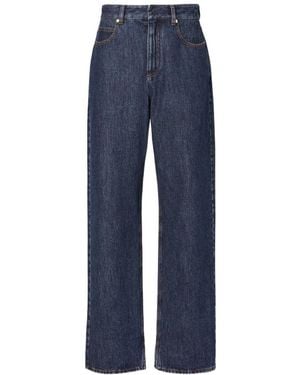Fendi Logo Patch Straight-Leg Jeans - Blue