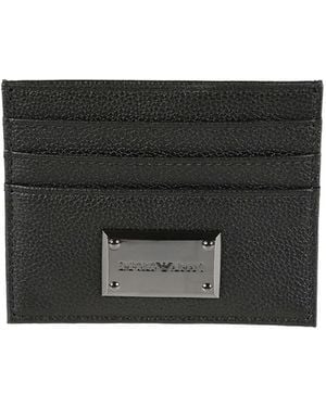 Emporio Armani Logo Plaque Credit Card Holder - Black